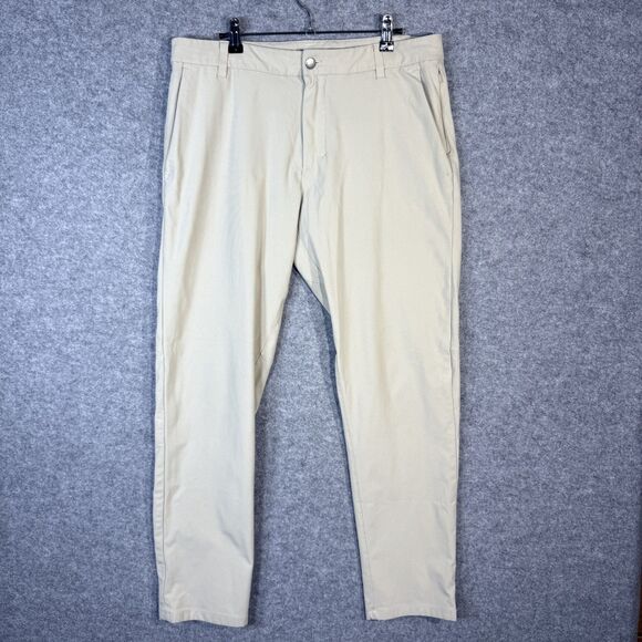 Lululemon Mens ABC Slim-fit Stretch Cotton Vera Twill Beige Pants Size 34 x 32 - Picture 1 of 12